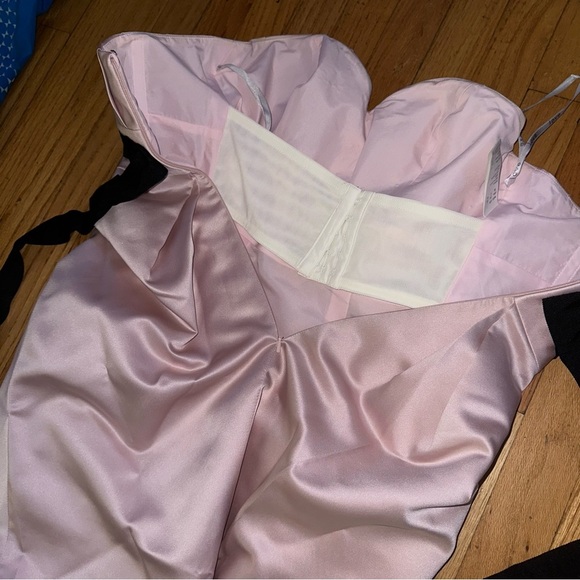 Satin Pink Balloon Dress with Jewel and Black Tie - Picture 9 of 11
